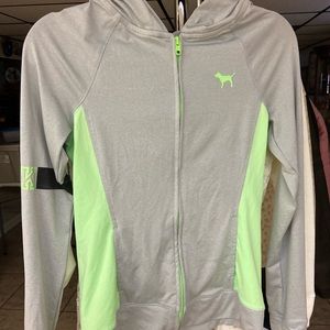 Grey & lime green Victoria secrecy zip up